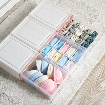

0/10/15 Cell Underwear Storage Boxes Plastic Lattices Covers Clothes Closet Drawer Bra Socks Storage Box sundries storage box