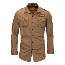 Мужская рубашка мужская рубашка с длинным рукавом с отворотом хлопковая Повседневная рубашка с карманом вышитая Однотонная рубашка с длинным рукавом