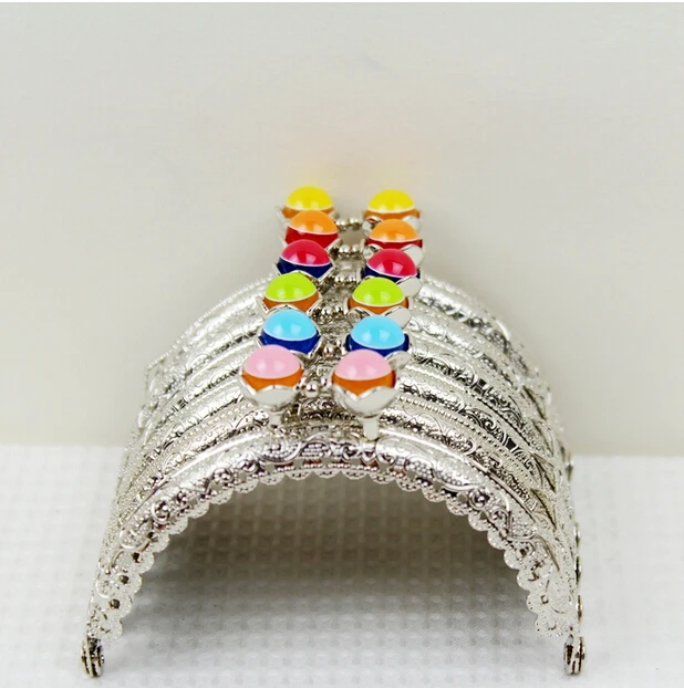 

8.5CM,13PCS/lot Light Beads Head Embossing Sliver Metal Purse Frame Handle With Kiss Clasp DIY Bag Clutch Accessory Sewing
