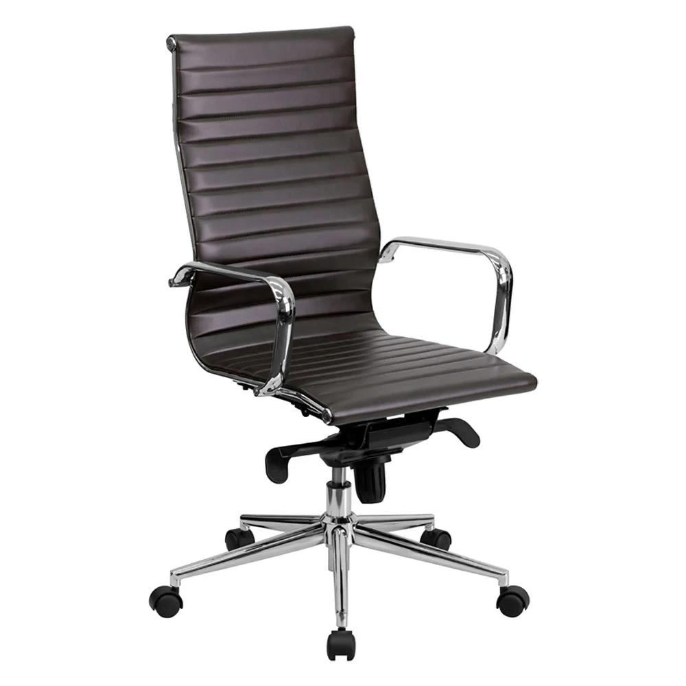 

Flash Furniture High Back Brown Ribbed Upholstered Leather Executive Office Chair [863-BT-9826H-BRN-GG]