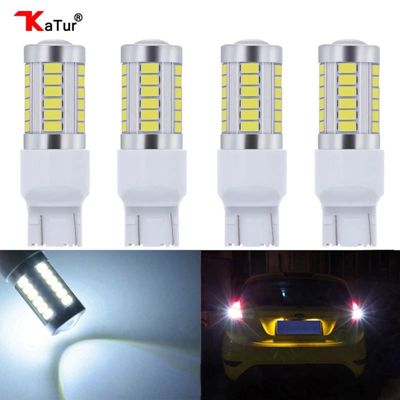 

4pcs T20 W21W LED W21/5W LED 7440 7443 33SMD LED Bulb for Car Brake Reverse Parking DRL Fog Light Lamp 6000K White Red Amber
