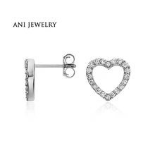 ANI 14K женские серьги-гвоздики из белого золота 0,29 CT сертифицированные I/S1 серьги в форме сердца с натуральным бриллиантом