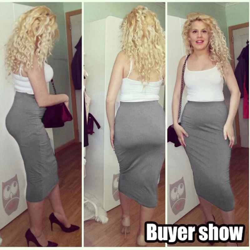 Hot Sale Pencil Skirt Jupe Femme Midi Long Skirts For Women Sexy Bodycon Skirt Elastic High Waist Casual Women Package Hip Skirt Skirts