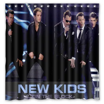 

Hot New 180x180cm New Kids On The Block Waterproof Fabric Bathroom Shower Curtain Bath Curtains With 12pcs Hooks Rings