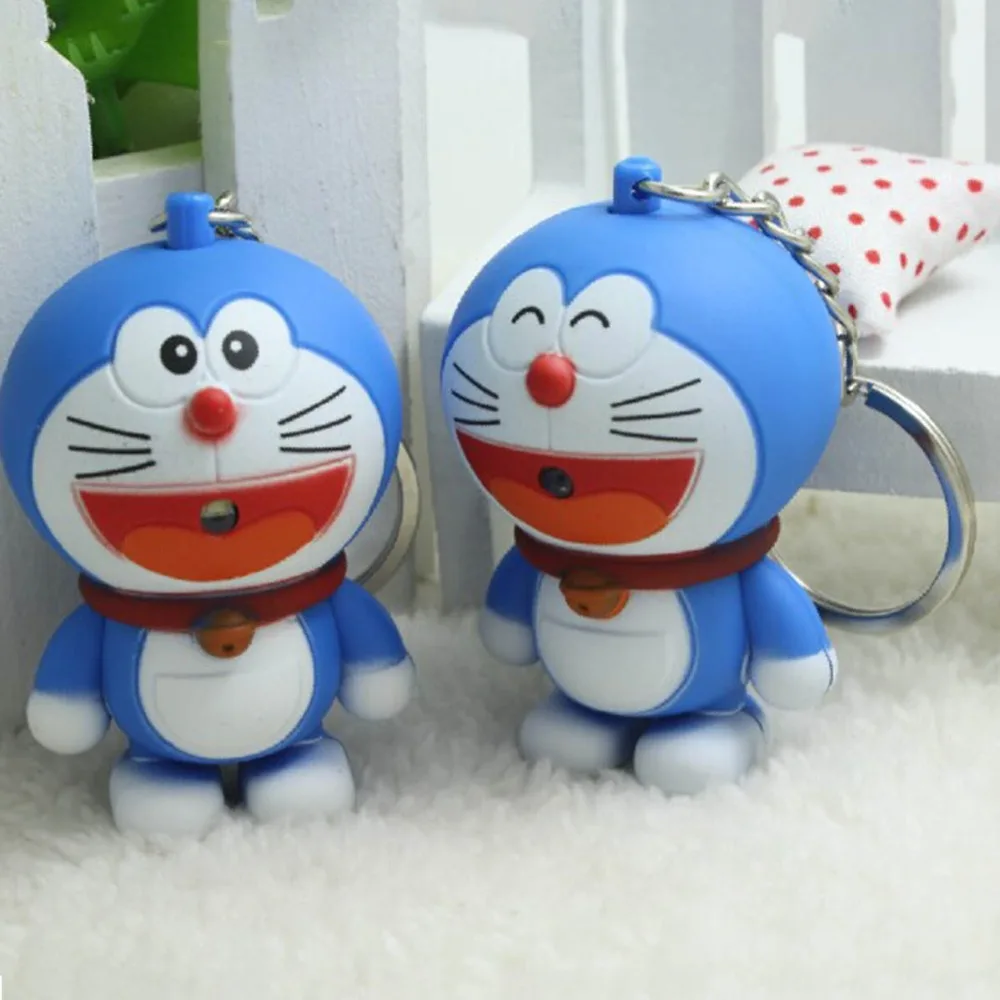 

Brand New Night Lamp Cartoon Anime Doraemon Figures LED Keychains Doraemon Toys Lighting Sounds Creative Gifts