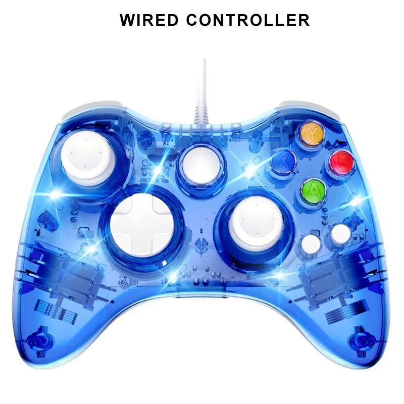 Беспроводной/проводной контроллер для Xbox 360 геймпад джойстик для X box 360 Jogos пульта Win7/8/10 шт. игровой джойстик - Цвет: Wired TP-BLUE
