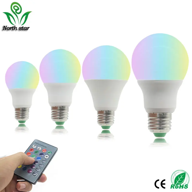 Светодиодная лампа E27 RGB 3 Вт 5 7 9 светодиодная 110 В 220 в 85-265 пульт дистанционного