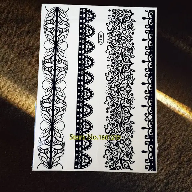 25 Styles Unique Faux Noir Henné Temporaire Tatouage Mandala