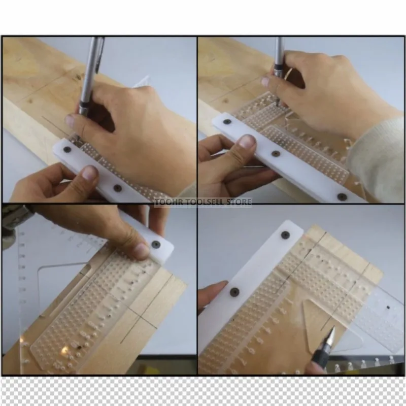 Woodworking Scribe Ruler Hole Scribing Gauge Squares Precision Cross-calibration Ruler woodworking crossed-out Measuring Tool