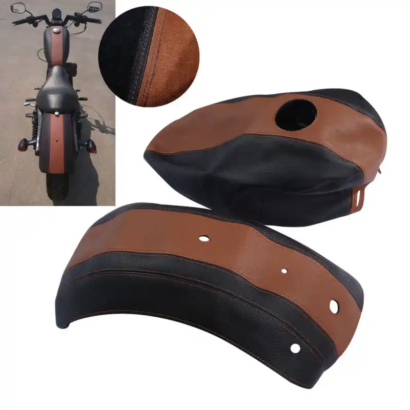 Black Motorcycle Gas Tank Dash Console Center Pouch Bag Leather for