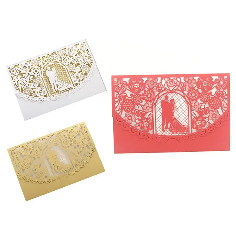  10PCS/Pack New Style Hollow Bride Groom Wedding Invitation Card European Style Innovative Personali - 32922360552