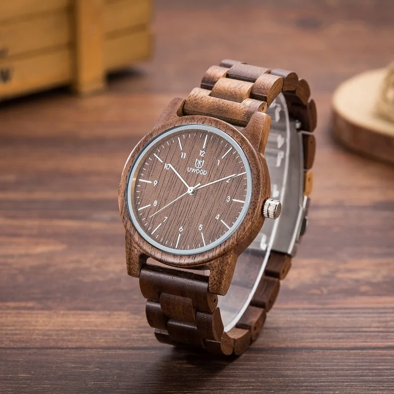 UWOOD деревянный бренд мужской Браслет декоративный простой дизайн деревянные мужские часы для мальчиков - Цвет: walnut wood