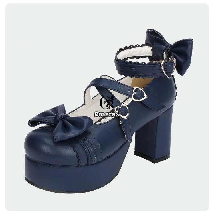 ROLECOS/Новинка; обувь принцессы на толстом каблуке для женщин; обувь Лолиты на платформе с ремешком на щиколотке; женская обувь для костюмированной вечеринки с бантом; обувь Лолиты
