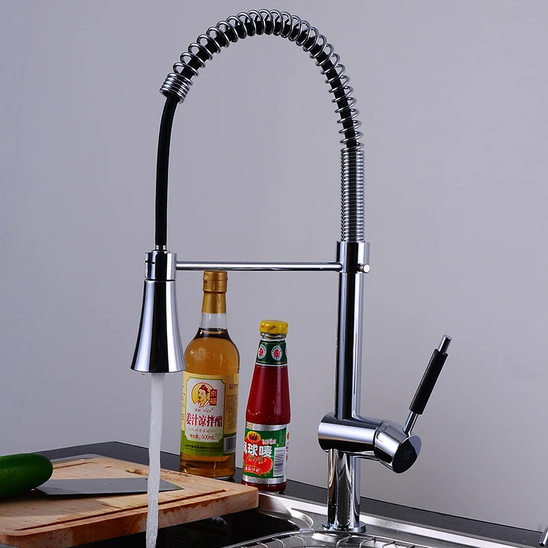 

Tension Drawing Spring Kitchen Faucet American Pull Type Hot and Cold Creative Double Sink Dish Washing Basin Water Showe