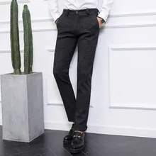 Серые и черные мужские брюки Азиатский размер 28-40 тонкий дизайн мужские брюки деловые повседневные брюки