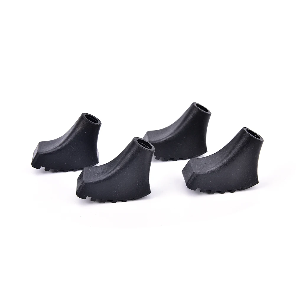 4PCS New Anti-slip Rubber Paw Feet Tips Hammers Hiking Stick Walking Trekking Pole Caps Black color