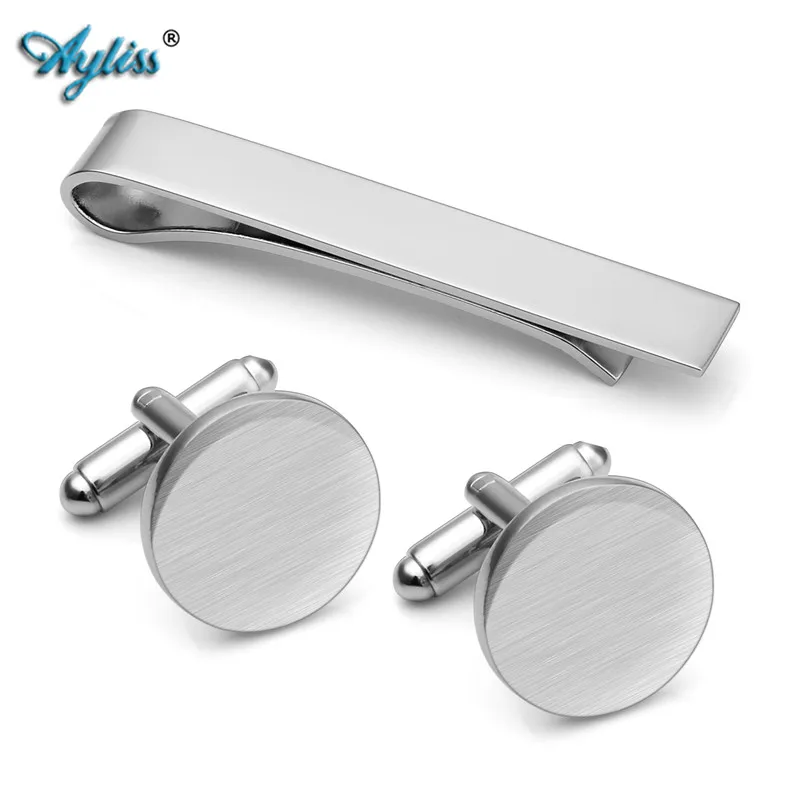

Ayliss Latest 3pcs Stainless Steel Cufflinks and Tie Clip Bar Set for Men Fathers Day Wedding Gifts with Box