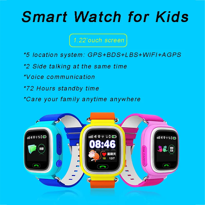 Smart Uhr Kinder Baby GPS SOS Q90 Kinder Lage Tracker Kind Wifi Russische Smart Uhr Kinder Sim Kart