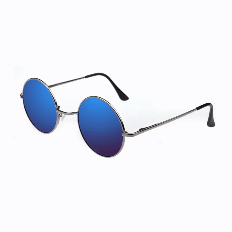 Ослепительный цвет, стиль «унисекс», Винтаж Круглые Солнцезащитные очки для Для женщин Для мужчин, Мужские Винтажные Солнцезащитные очки UV400 защита зеркальные солнцезащитные очки, солнцезащитные очки на солнце - Цвет линз: Nickel-deep blue