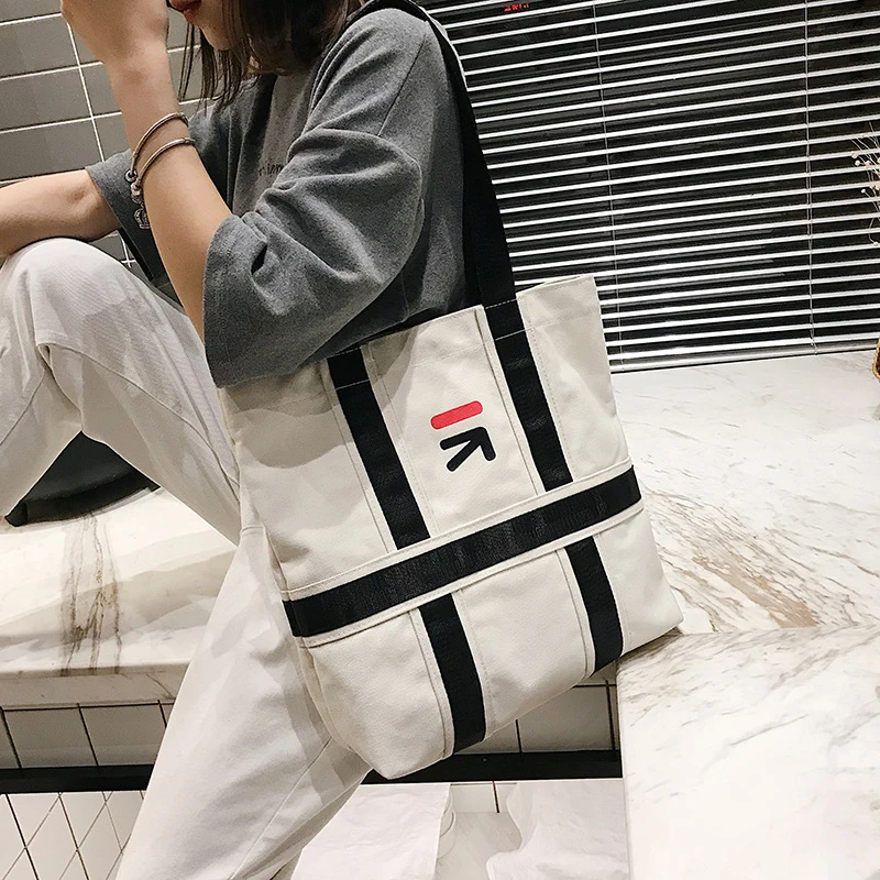 Сумка-тоут для покупок белая унисекс модная дорожная Холщовая Сумка