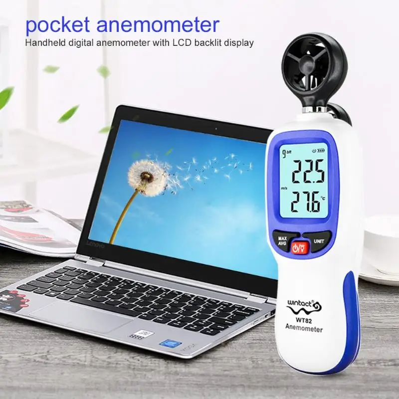 Мини ЖК переносной Анемометр Anemometro термометр измеритель скорости ветра Измеритель ветра WT82 ручной инструмент с Bluetooth