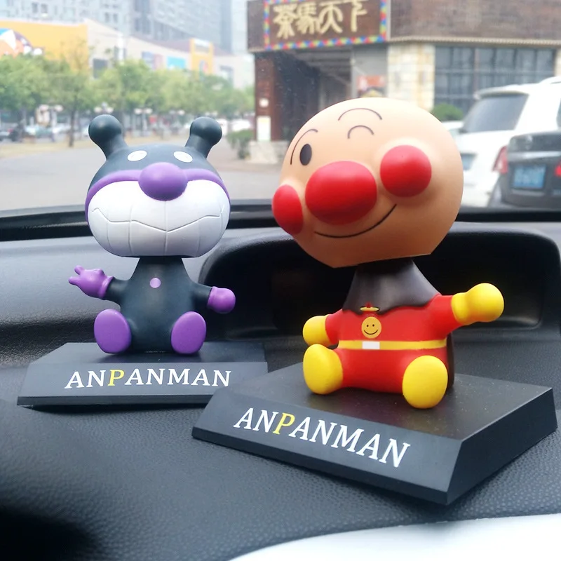 

10cm Anime Anpanman Baikinman Bobble Head Action Figure Shaking Head Model Toy Car Decor