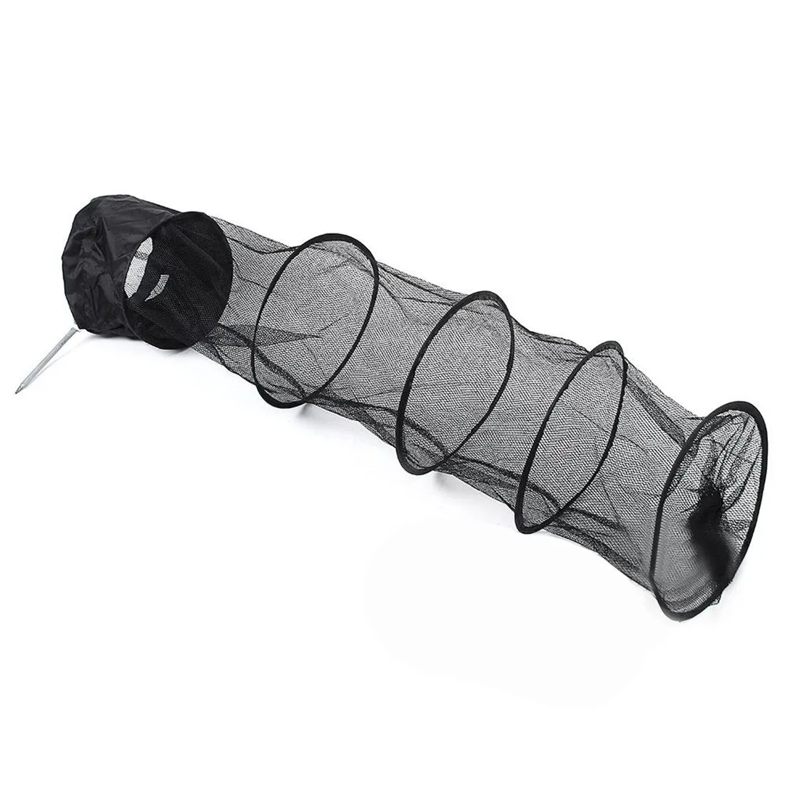 1.4M Fish Net Cage Fishing Tackle Care Creel 5 Layers Collapsible Black