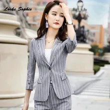 1pcs Women's Plus size Blazers coats 2019 Summer cotton Single buckle stripe Suits jackets ladies Skinny Blazers Suits coats