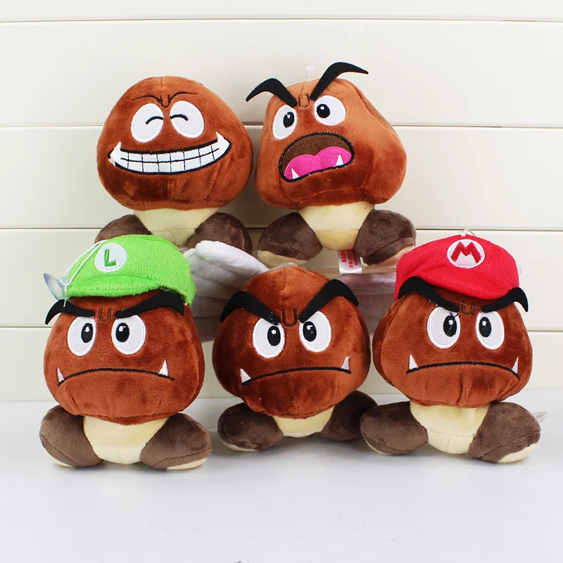 Super Mario Bros Плюшевые игрушки Goomba с шапочка Луиджи Марио мягкие куклы Отличный
