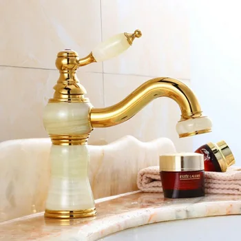 

Gold Basin Faucet Luxury Single Handle Swivel Lavatory Deck Mount Antique Brass Spout Vessel Hot and Cold Bathroom Mixer Tap