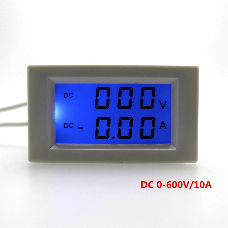 

1 PCS Digital Voltmeter Ammeter Voltage Ampere Monitor Tester LCD Blue Backlight Display DC 600V 10A No Need Shunt