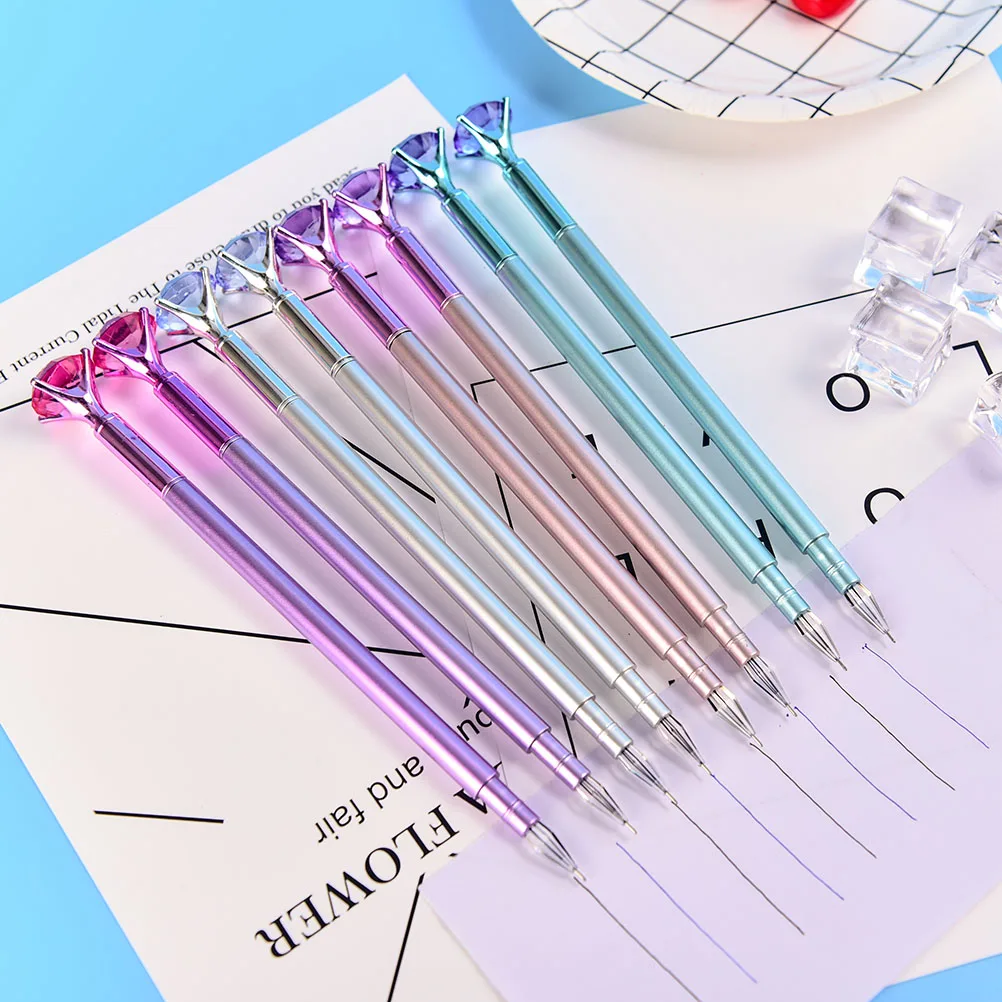 High Quality Big Colorful Crystal Diamond 0.5mm Classical Plastic Business Sign Pen Gel Pens School Office Black Blue Gel Pen