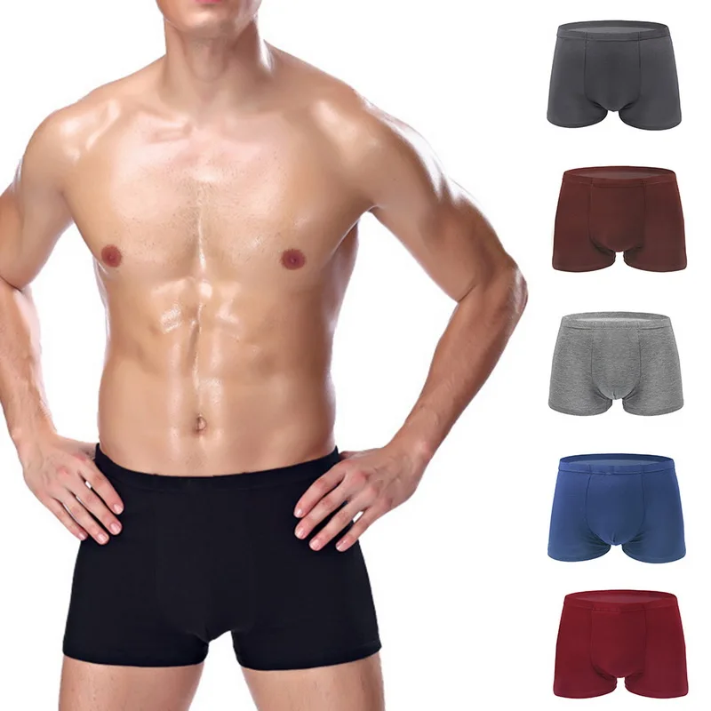 

Puimentiua Sexy Men Boxer Soft Breathable Underwear Male Comfortable Solid Panties Underpants Homme For Men High Quality Boxer