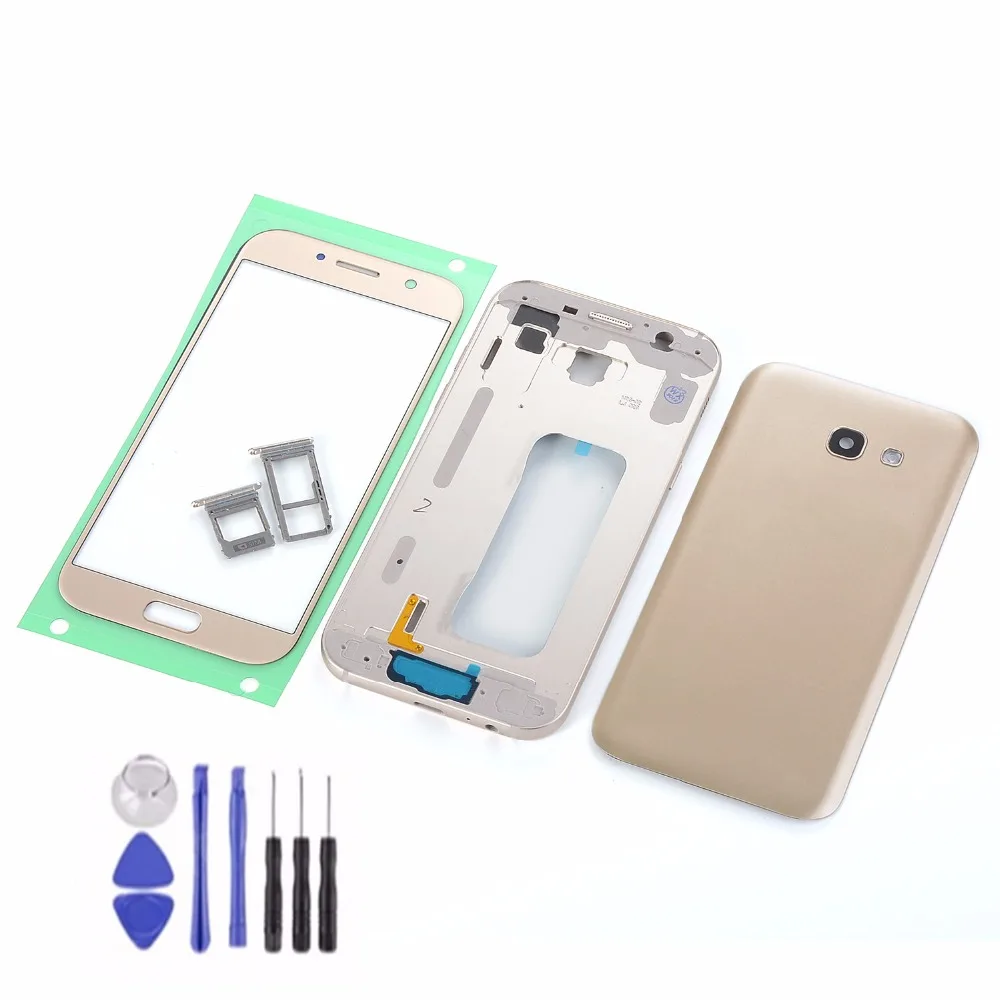 

For Samsung Galaxy A5 2017 A520 A520F Housing Battery cover+Metal Middle Frame+LCD Touch Screen Panel Glass+Sim Card Slot+Tools