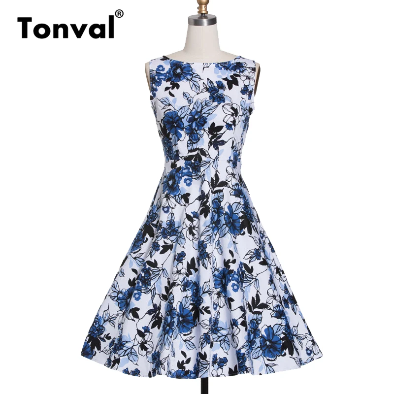 Тонваль хлопок элегантное винтажное белое платье 1950S женские летние ...