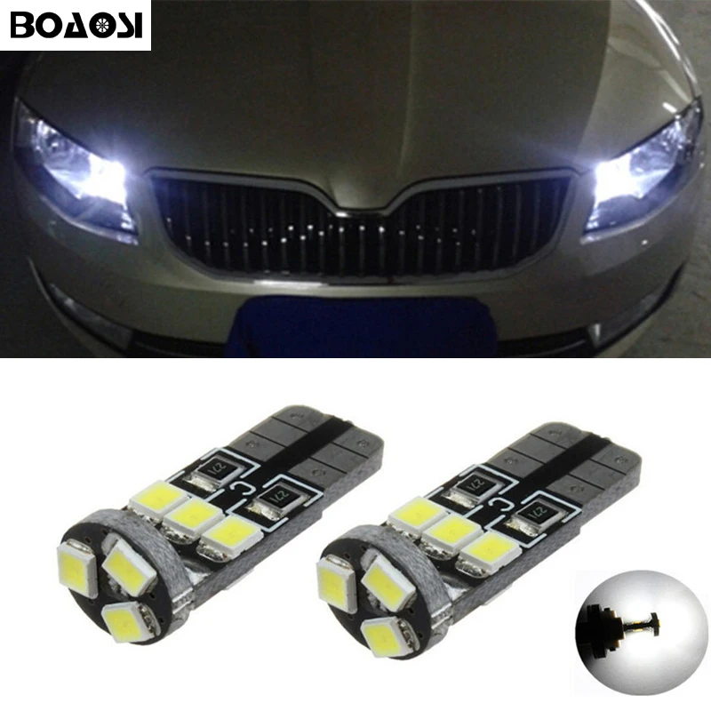 Boaosi 2x светодиодные T10 2835 SMD canbus автомобильные лампы для габаритных огней с объектив проектора для Skoda Superb Octavia A7 A5 2 Fabia Rapid Yeti