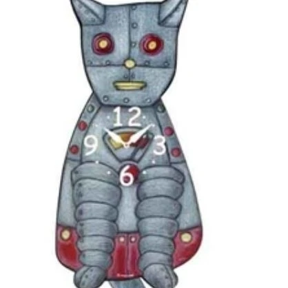 Pink Cloud, Robot Cat Swinging Tail Pendulum Wall Clock