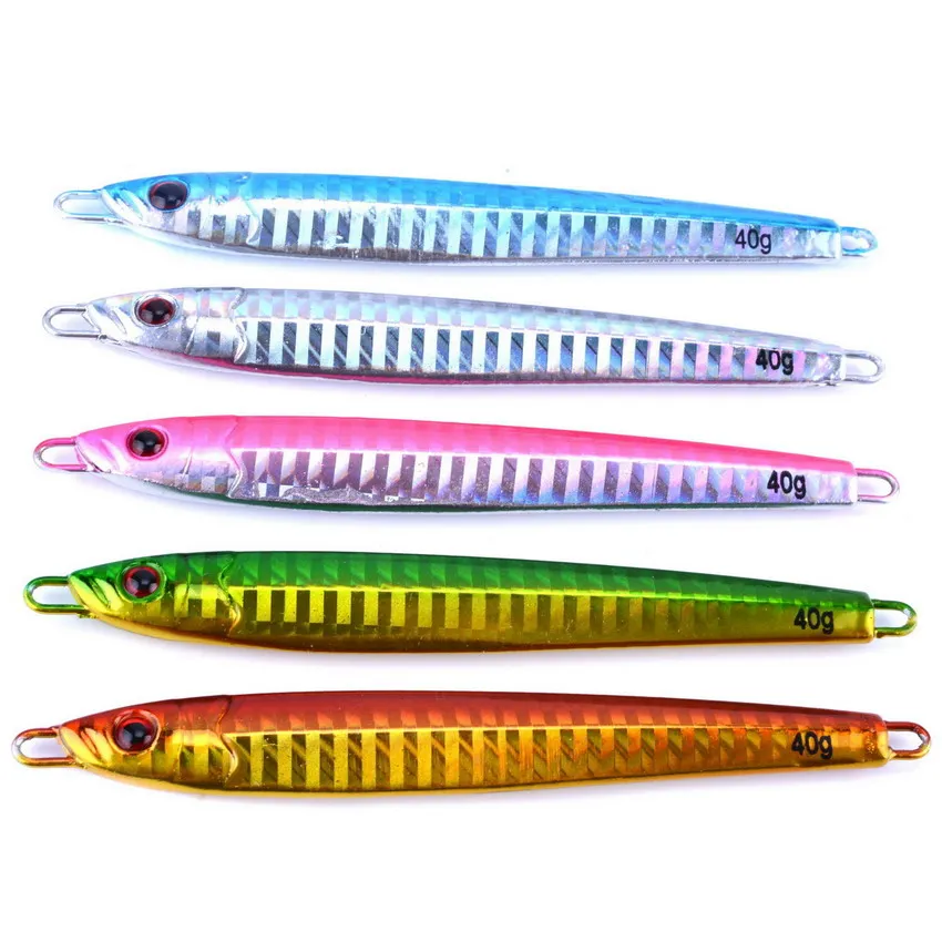 5 unids/lote 7g-100g de Metal señuelo de Pesca cuchara de agua dulce de Pesca señuelo duro rebanada Jig Pesca cebo de Pesca abordar de potera de