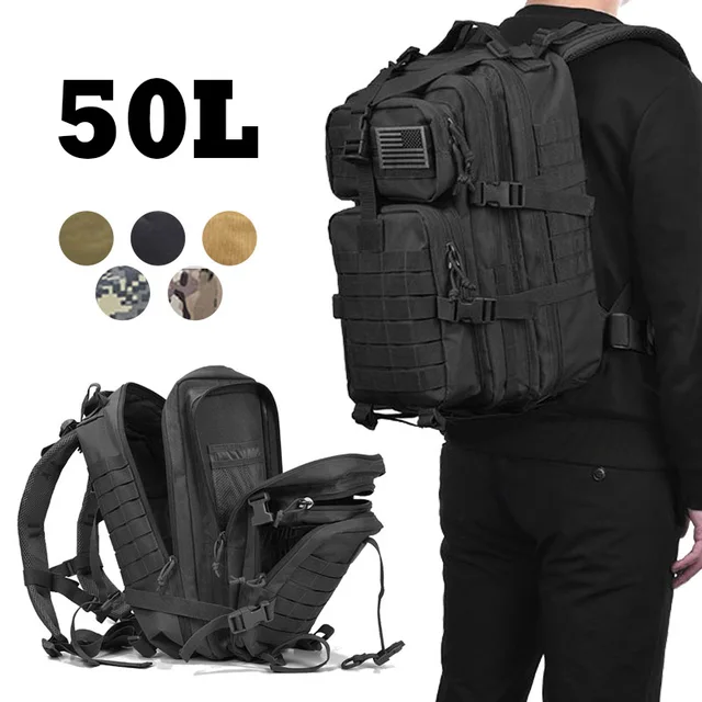 $US $25.92  50L Military Tactical Assault Backpack Army Waterproof Bug Travel Bag Large Rucksack 3D Outdoor Hik