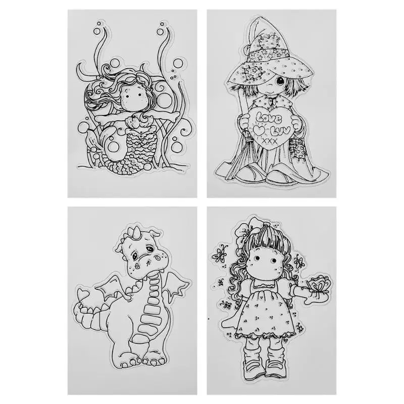 

8 Patterns Cartoon Transparent Clear Silicone Stamps Seals for DIY Scrapbooking Album Photo Card Craft Decorative Kids Toy Gifts