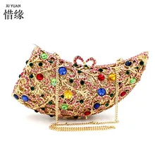 XIYUAN/Брендовые женские клатчи с кристаллами и металлическим бриллиантом; золотые вечерние клатчи; свадебные сумочки для невесты; Bolsa Festa de Noche