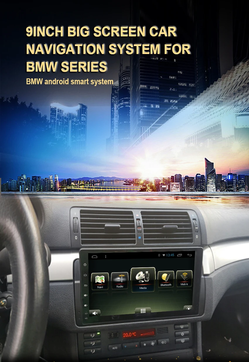 1 Koason 10.25 inch Android System 7.1.1 Car Media Player GPS Navigation Stereo for BMW E46 1998-2005