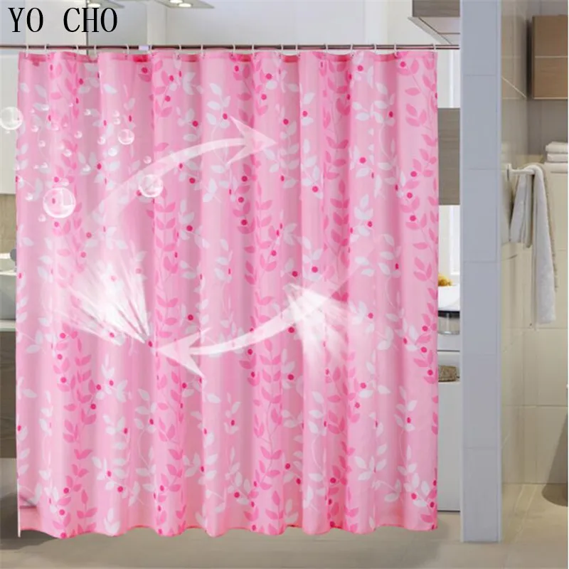 Roze Douchegordijn Waterdicht blad bos Badkamer gordijn Mildewproof