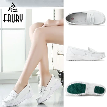 

White Nurse Hospital Medical Work Shoes Soft Platform Shoes for Women Female Doctor Drugshop Dental Clinic Footwear Thin Shoes