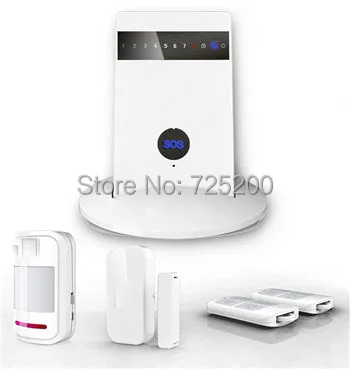 

Wireless Iphone Android App Control SOS Voice Quad-band LED GSM Home/House/Office/Factory Alarm System Security Alarm System
