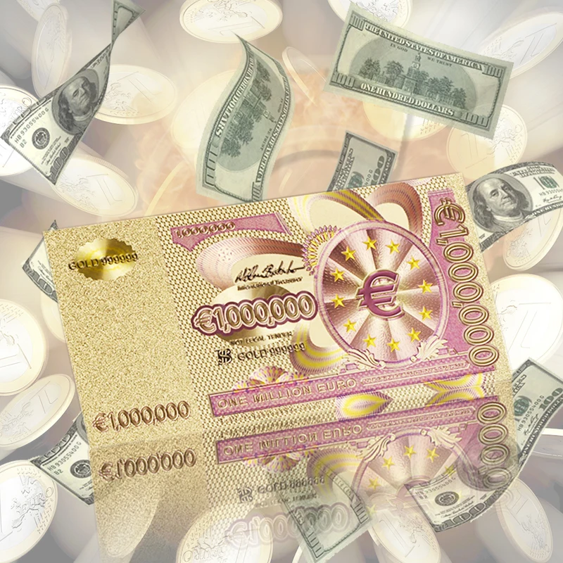 Wr Gold Plated Banknote Colorful One Million Euros Gold Foil Paper Money For Home Decor Collection Business Gift Wr Gold Plated Banknote Colorful One Million Euros Gold Foil Paper Money For Home Decor Collection Business Gift
