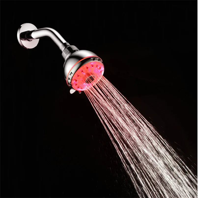 Round Water Saving Shower Heads 7 Colorful LED Light Water Bath Bathroom Filtration Shower Hand Hold Type #2y30 (5)