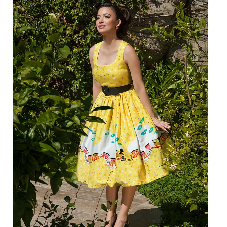 yellow pinup dress