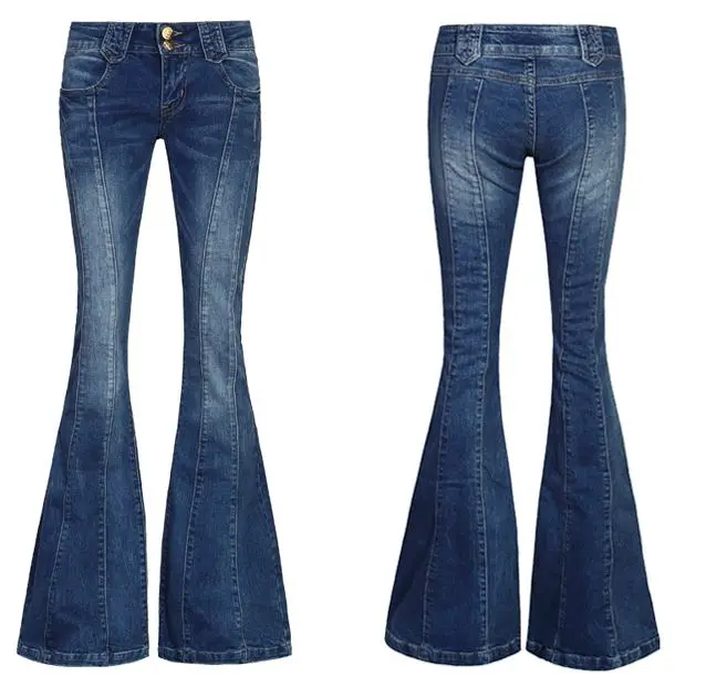 

Maxi blue punk jeans female elastic skinny big boot cut mid waist thin plus size wide leg pants flare denim pants for feninino