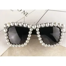 Сексуальные негабаритные жемчужные бриллианты Квадратные Солнцезащитные очки для женщин брендовые черные пляжные очки женские трендовые вечерние солнцезащитные очки FML